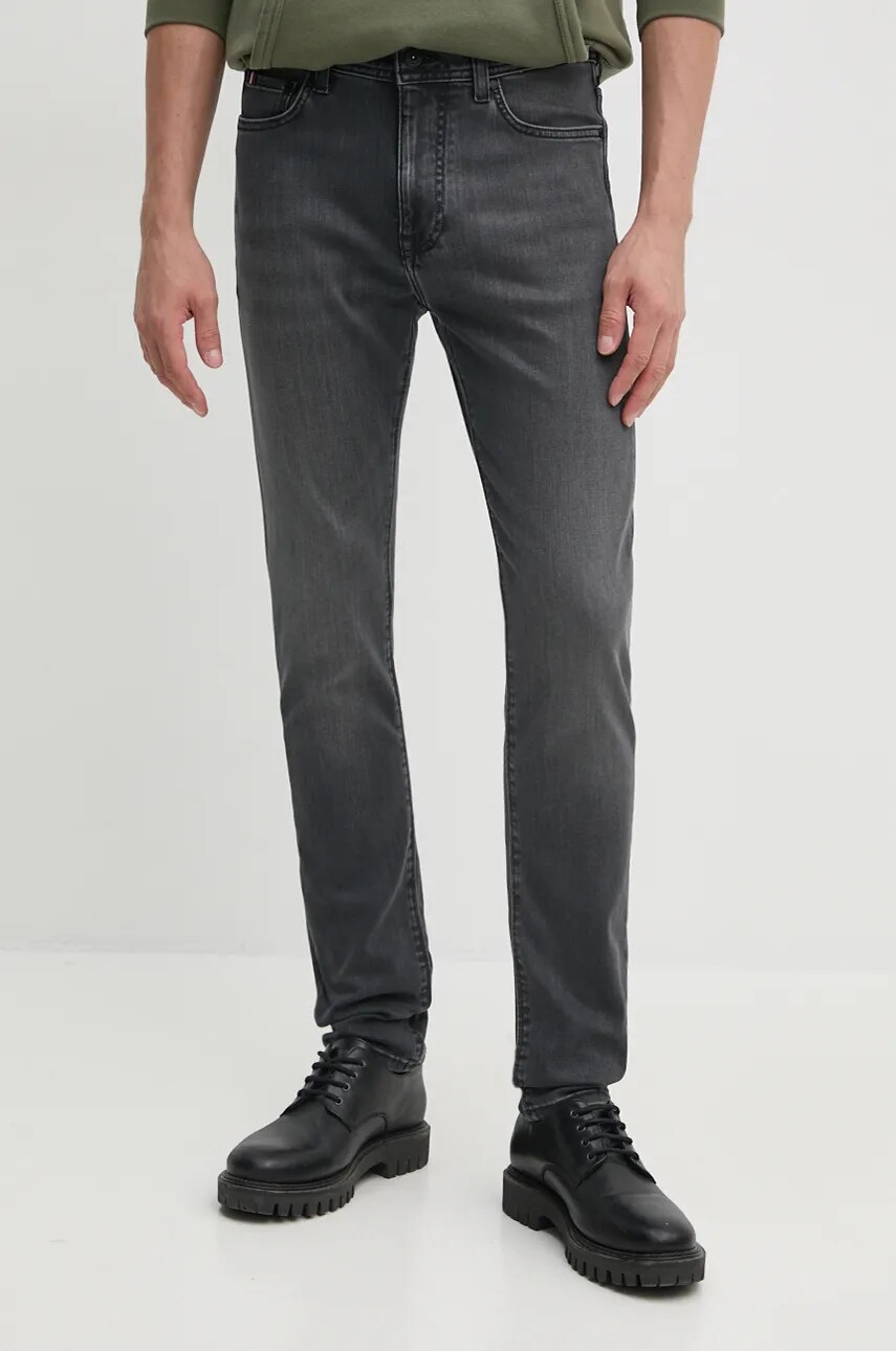 Levně Džíny Tommy Hilfiger pánské, černá barva, MW0MW37342