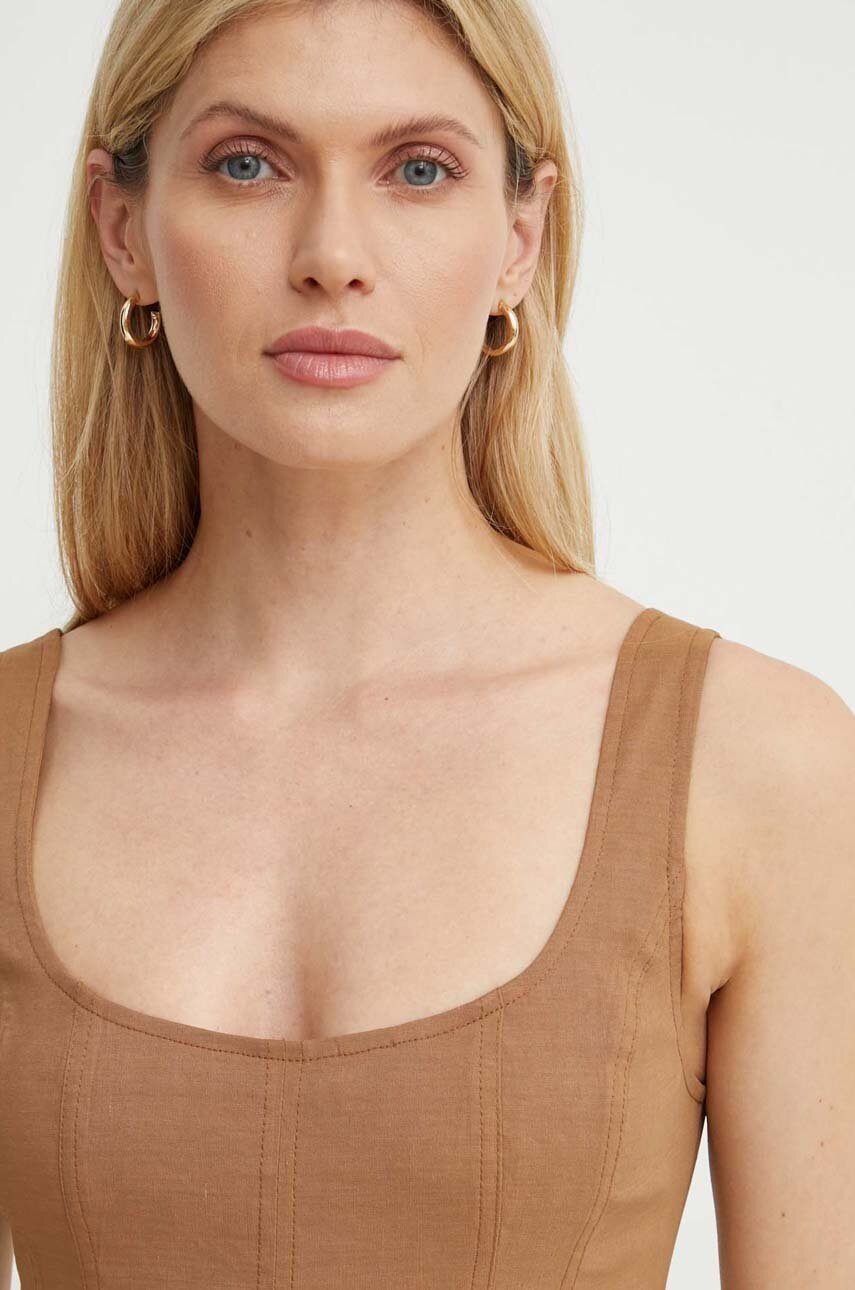 Λινό ολόσωμο A.L.C. Isabel χρώμα: καφέ, 4JUMP00173 φωτογραφία