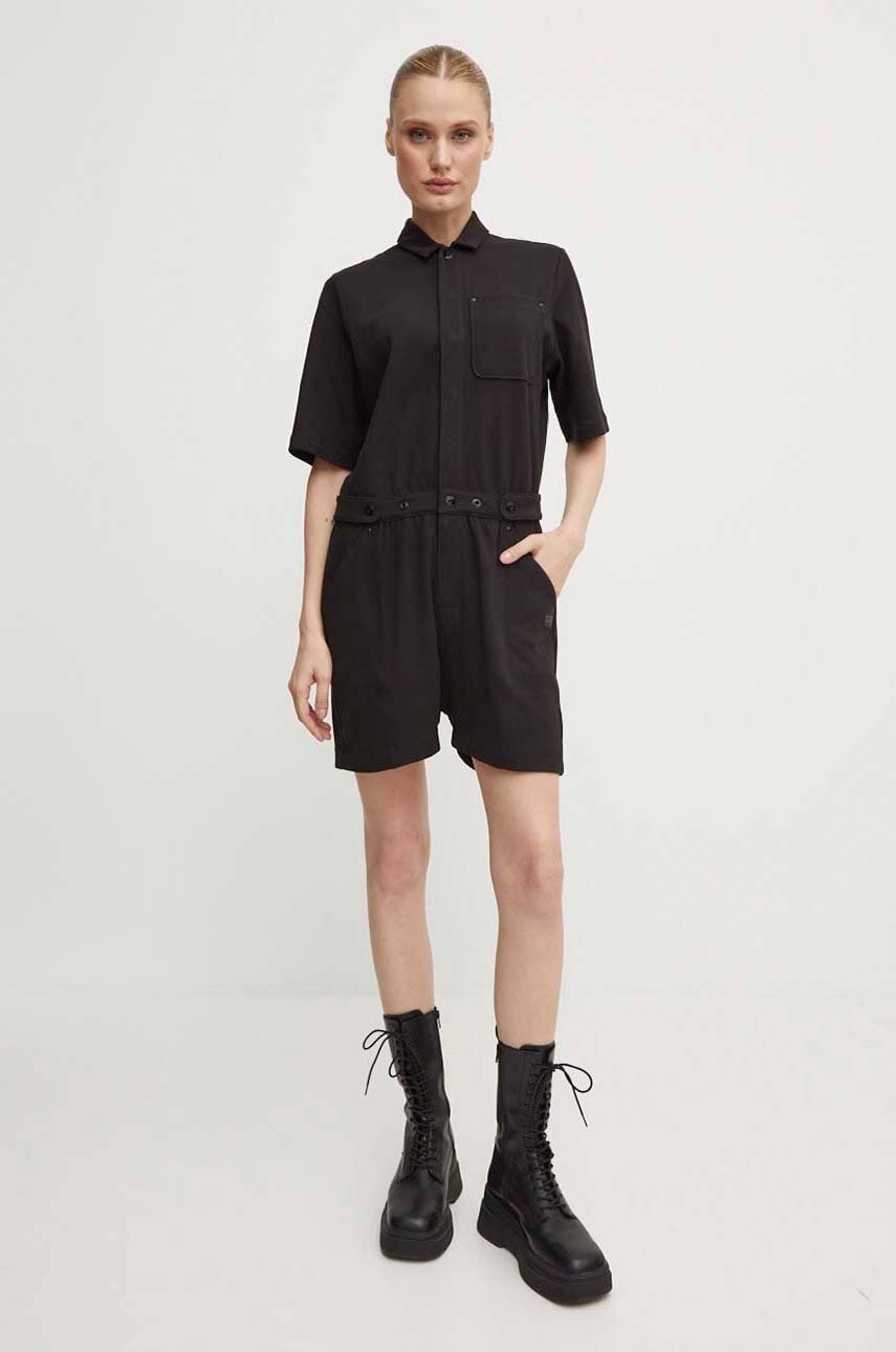 G-Star salopetă din bumbac culoarea negru, cu guler, D24577-D275