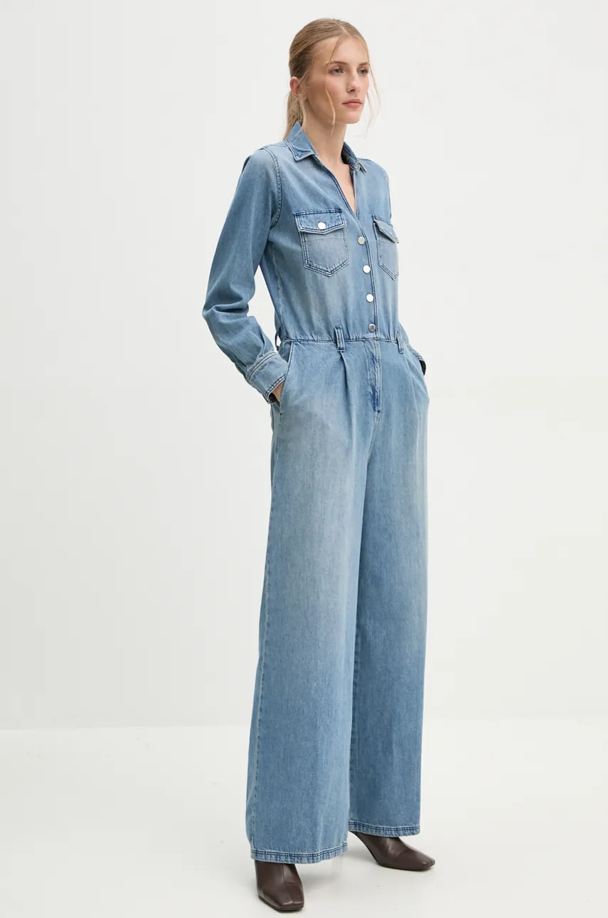 BA&SH salopeta jeans bumbac, cu guler, 1H24FANN BA&SH salopeta jeans bumbac, cu guler, 1H24FANN