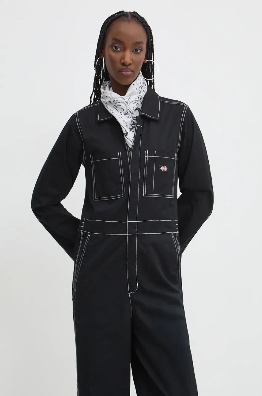 Комбінезон Dickies SUN PRARIE колір чорний з бавовни з коміром DK0A8657 
