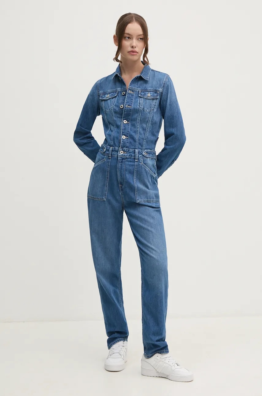 Pepe Jeans salopeta din denim Red Bull Racing x Pepe Jeans bumbac, cu guler, RL230001R14