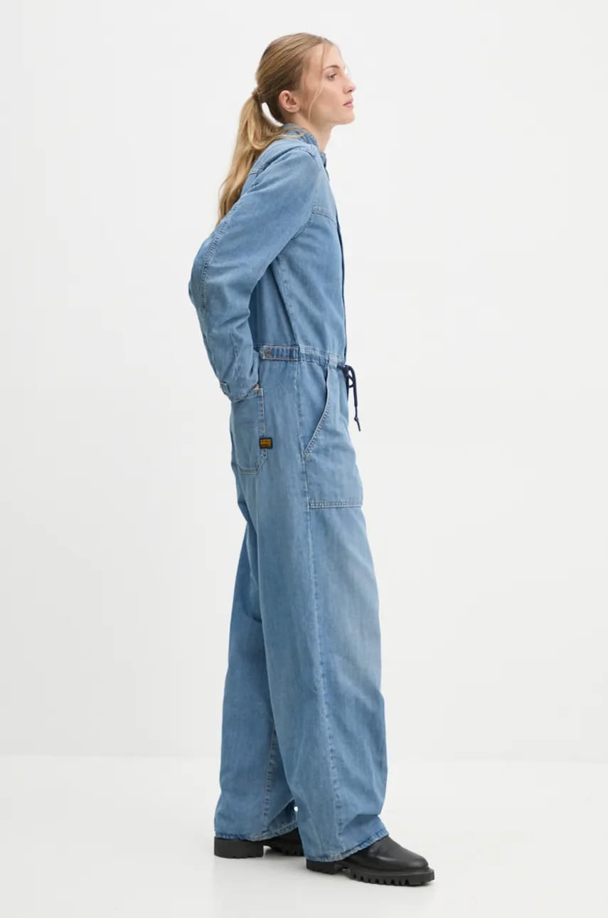 G-Star Raw salopeta jeans bumbac, cu guler, D25300-D777 G-Star Raw salopeta jeans bumbac, cu guler, D25300-D777