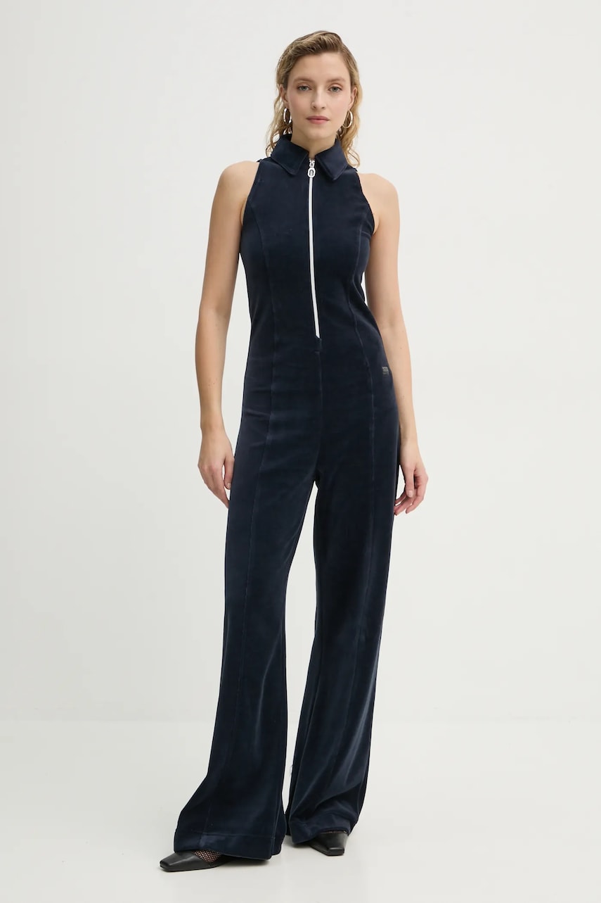 G-Star Raw salopeta de catifea culoarea albastru marin, cu guler, D25740-D428 G-Star Raw salopeta de catifea culoarea albastru marin, cu guler, D25740-D428