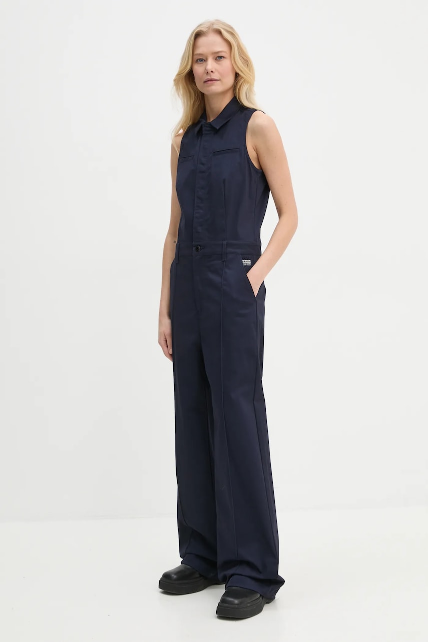 G-Star Raw salopeta culoarea albastru marin, cu guler, D25293-D715 G-Star Raw salopeta culoarea albastru marin, cu guler, D25293-D715
