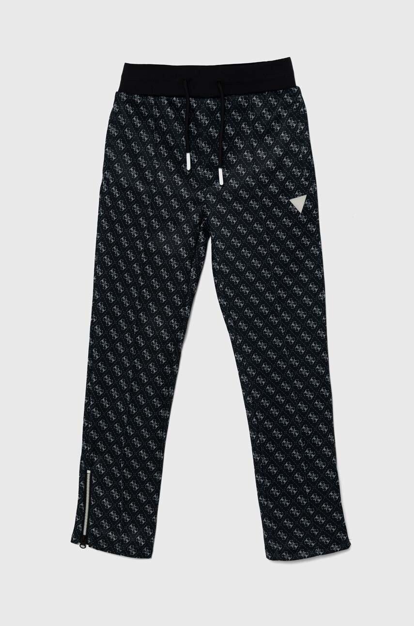 Levně Dětské tepláky Guess černá barva, vzorované, L4YQ18 FL04Q