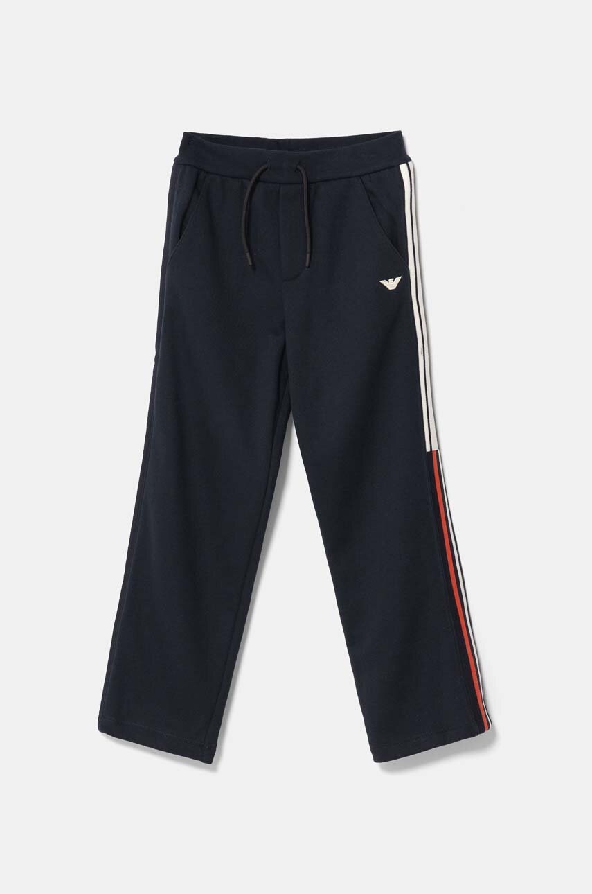 

Детски памучен спортен панталон Emporio Armani в тъмносиньо с апликация 6D4PJE 1JWPZ, Тъмносин