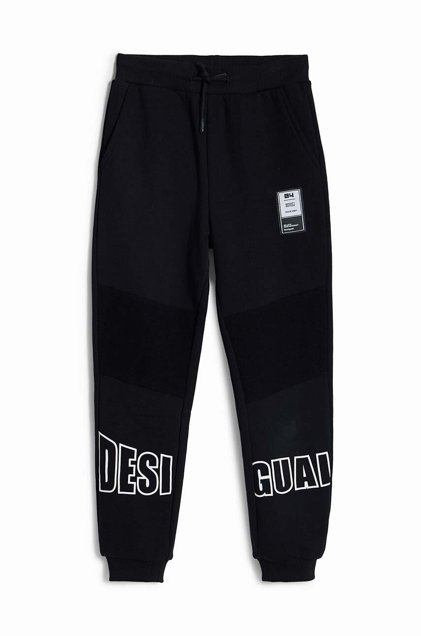 Детские хлопковые штаны Desigual цвет чёрный с принтом 24WBPK03 Детские хлопковые штаны Desigual цвет чёрный с принтом 24WBPK03