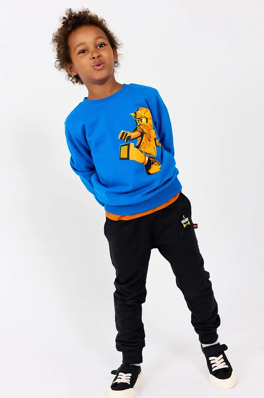 Lego pantaloni de trening din bumbac pentru copii LWPHILO 603 culoarea negru, neted, 12011289