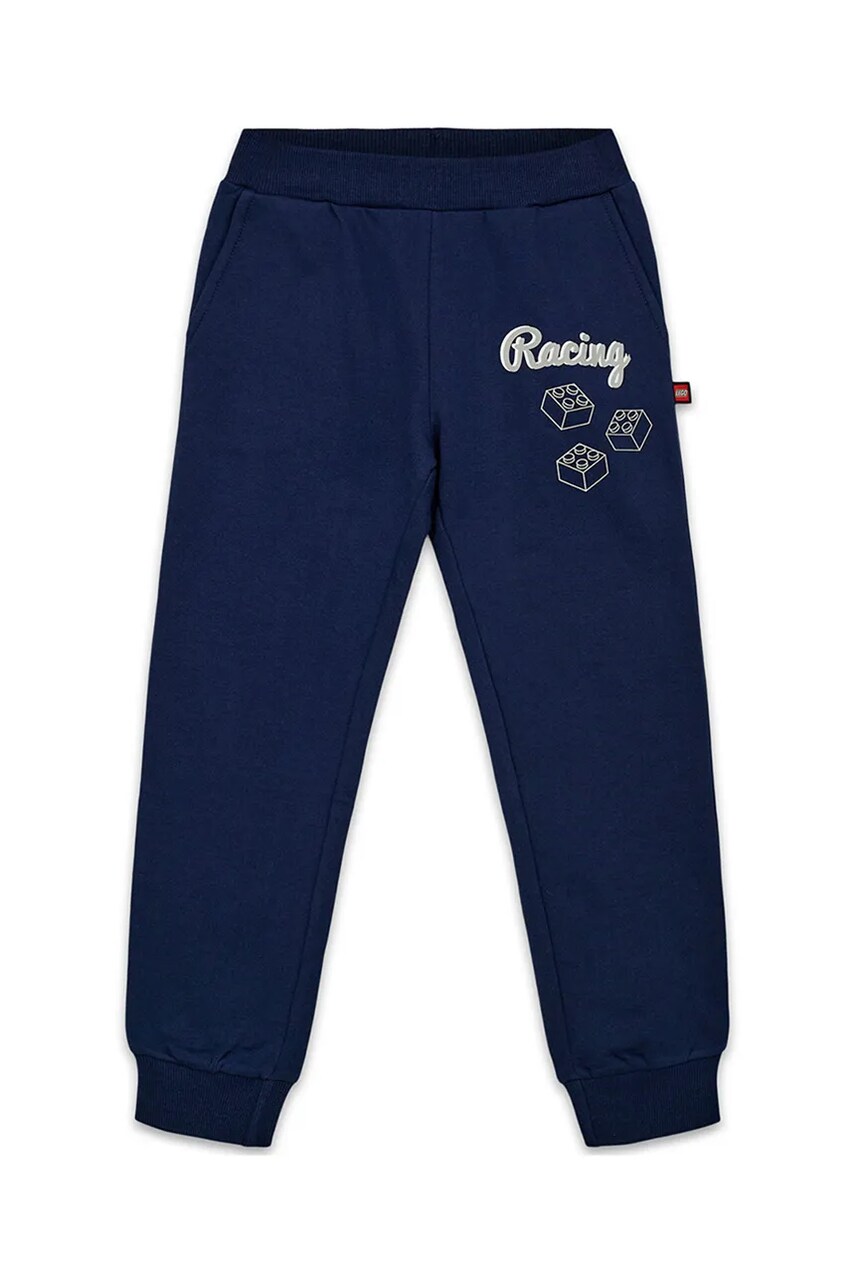 Lego pantaloni de trening din bumbac pentru copii LWPHILO 703 culoarea bleumarin, cu imprimeu, 12011358 Lego pantaloni de trening din bumbac pentru copii LWPHILO 703 culoarea bleumarin, cu imprimeu, 12011358