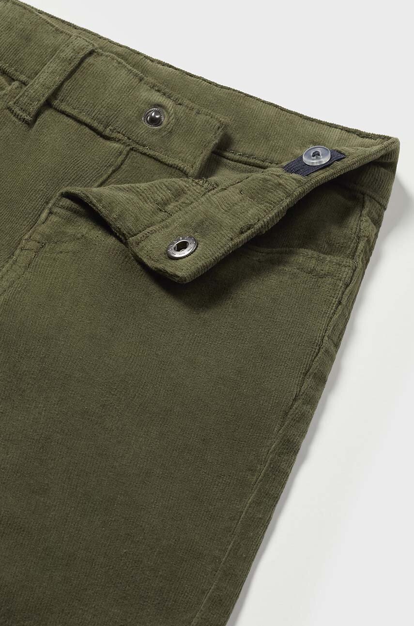 Детские хлопковые брюки Mayoral sztruks slim fit basi цвет зелёный однотонные 502
