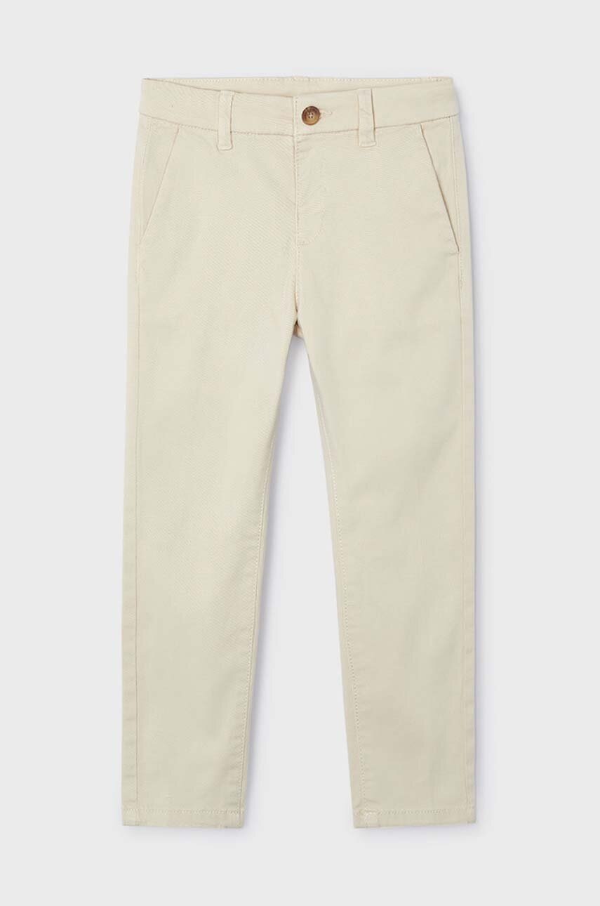 Mayoral pantaloni de bumbac pentru copii culoarea bej, neted, 513