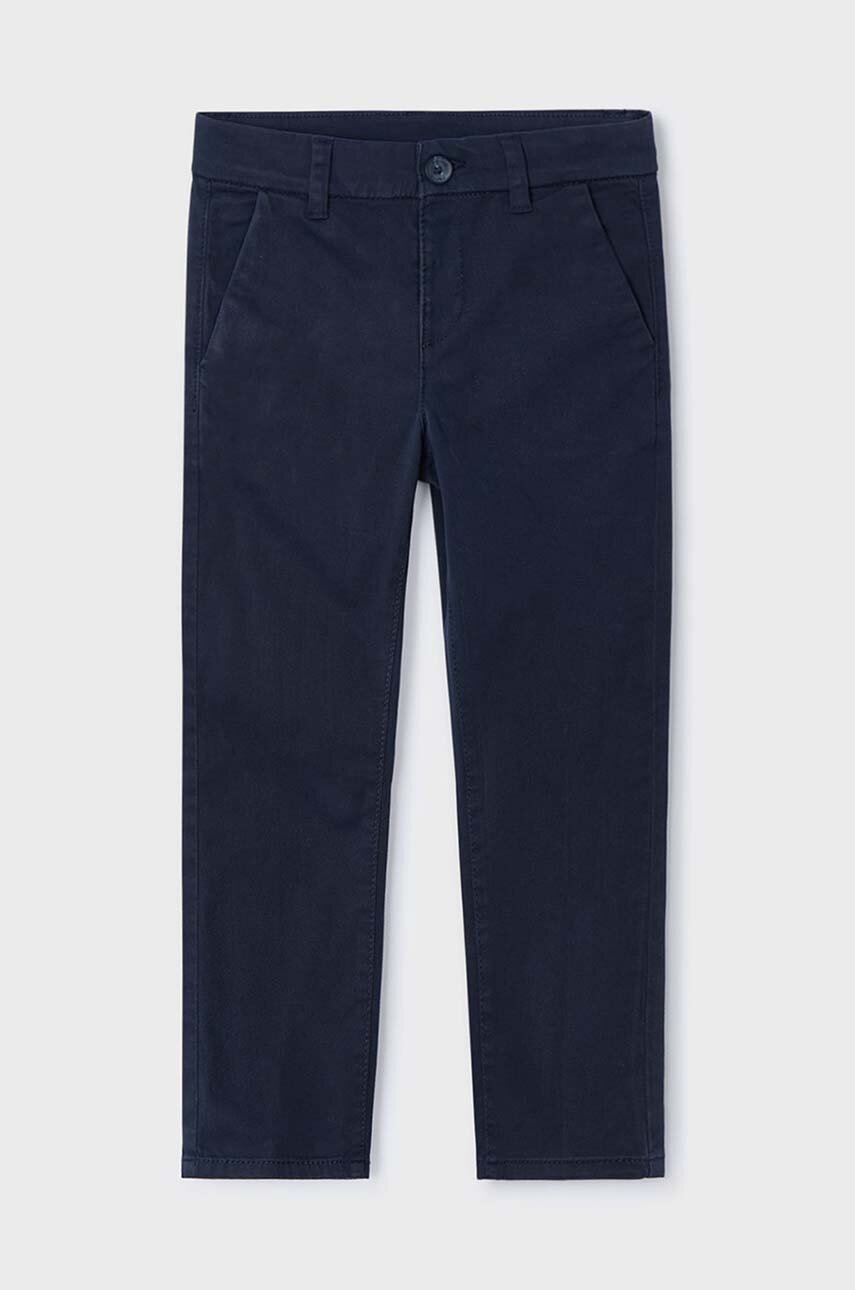 Mayoral pantaloni de bumbac pentru copii culoarea albastru marin, neted, 513