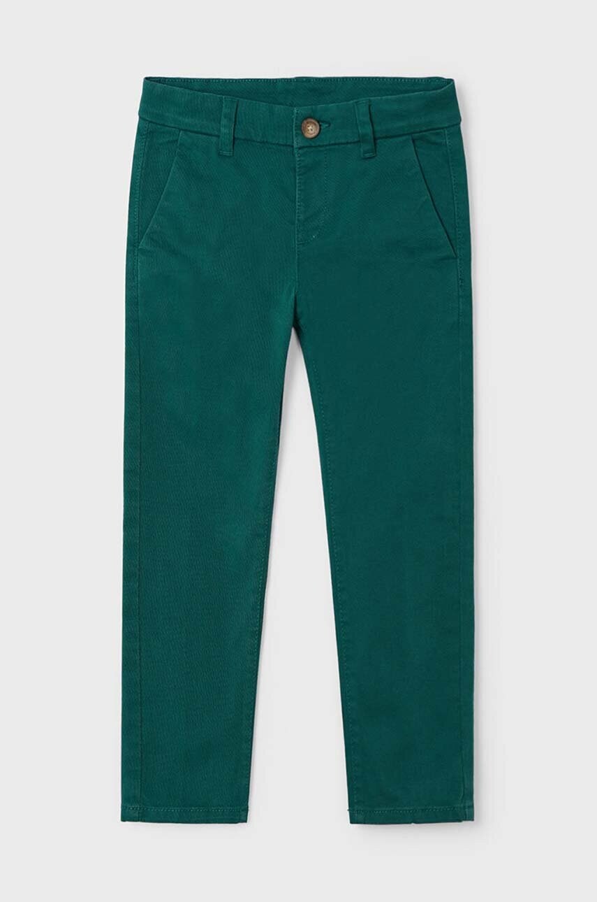 Mayoral pantaloni de bumbac pentru copii culoarea verde, neted, 513