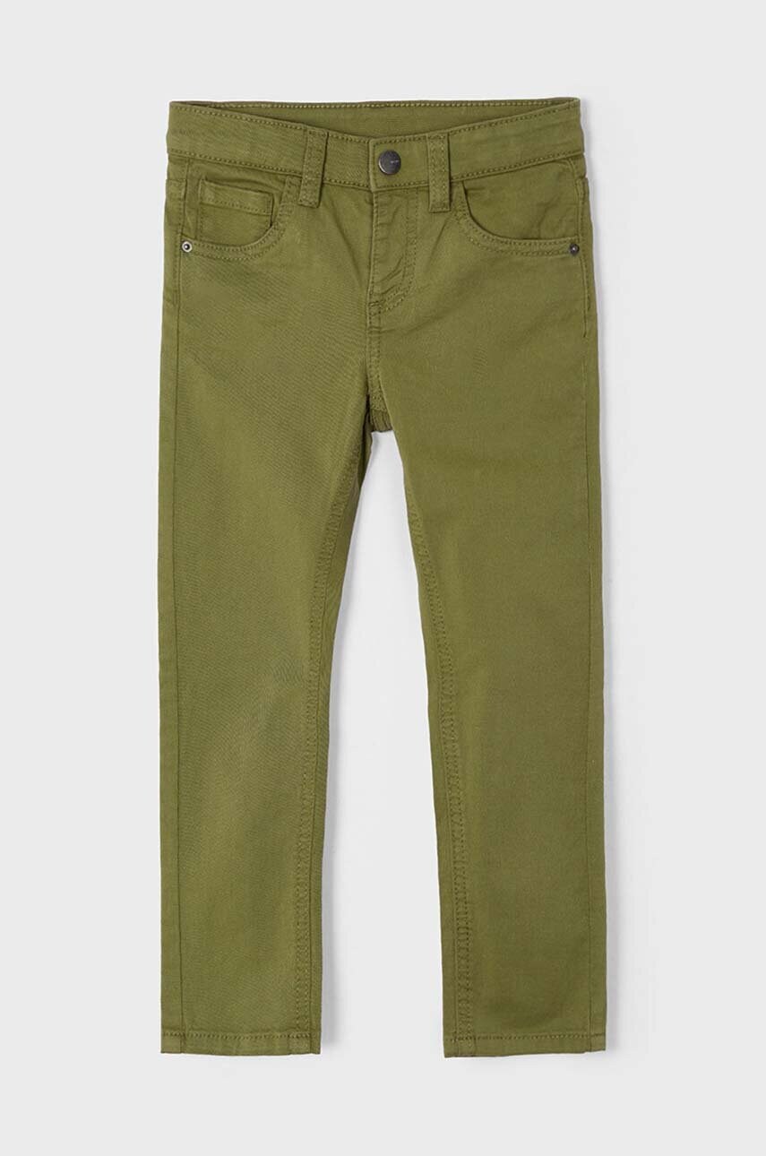 Mayoral pantaloni copii slim fit basic culoarea verde, neted, 517