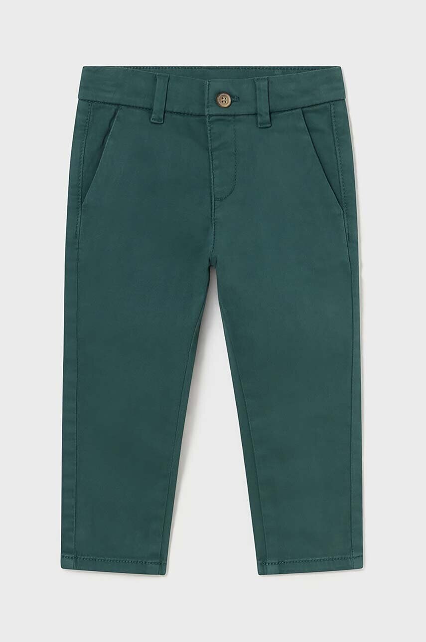 Mayoral pantaloni bebe culoarea verde, neted, 521