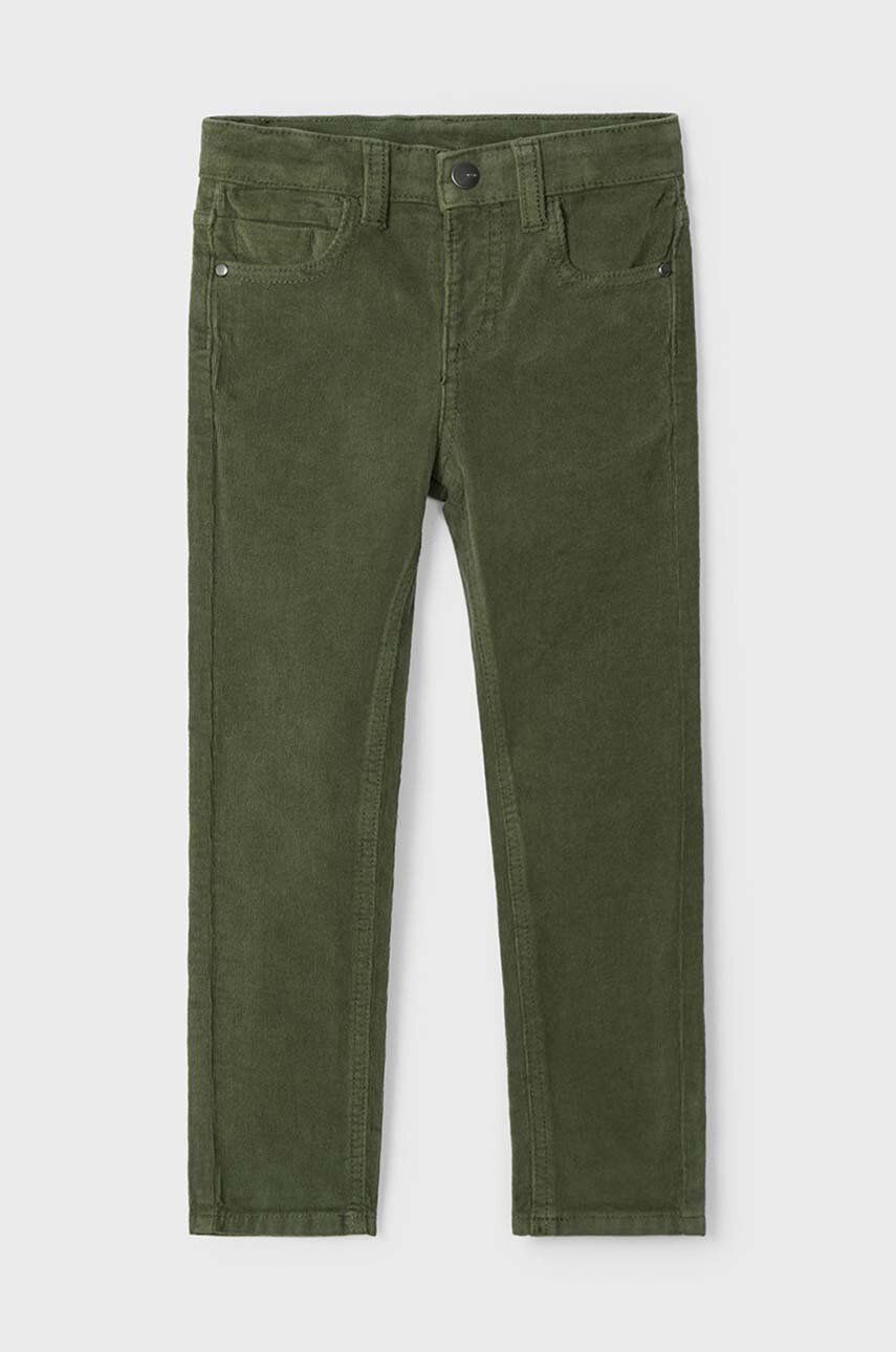 Mayoral pantaloni din catifea pentru copii sztruks slim fit basi culoarea verde, neted, 537