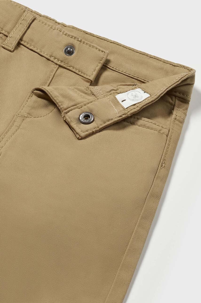 Дитячі бавовняні штани Mayoral slim fit basic колір бежевий однотонні 563