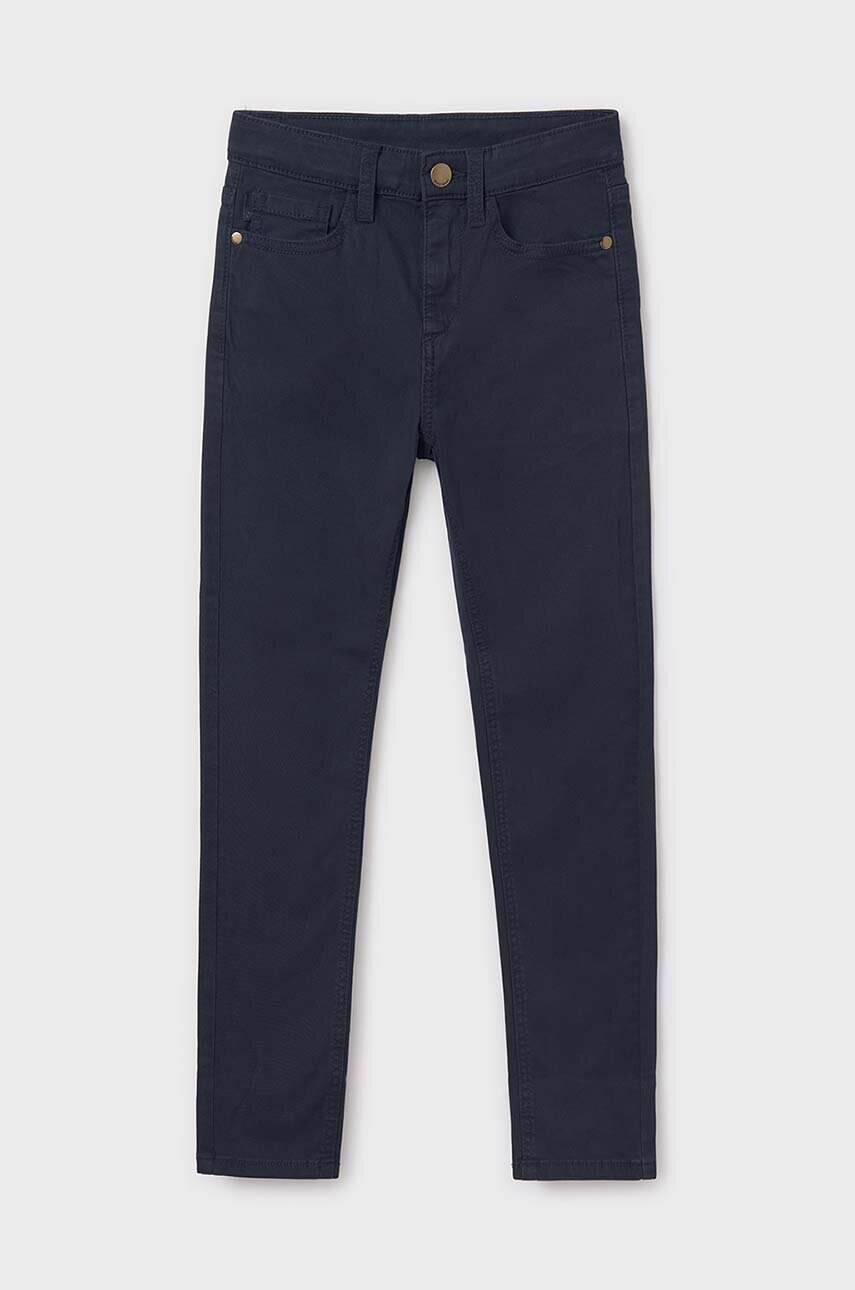 Mayoral pantaloni copii slim fit basic culoarea albastru marin, neted, 582