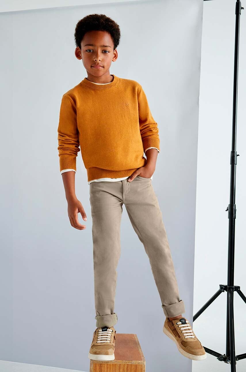 Mayoral pantaloni copii slim fit basic culoarea verde, neted, 582