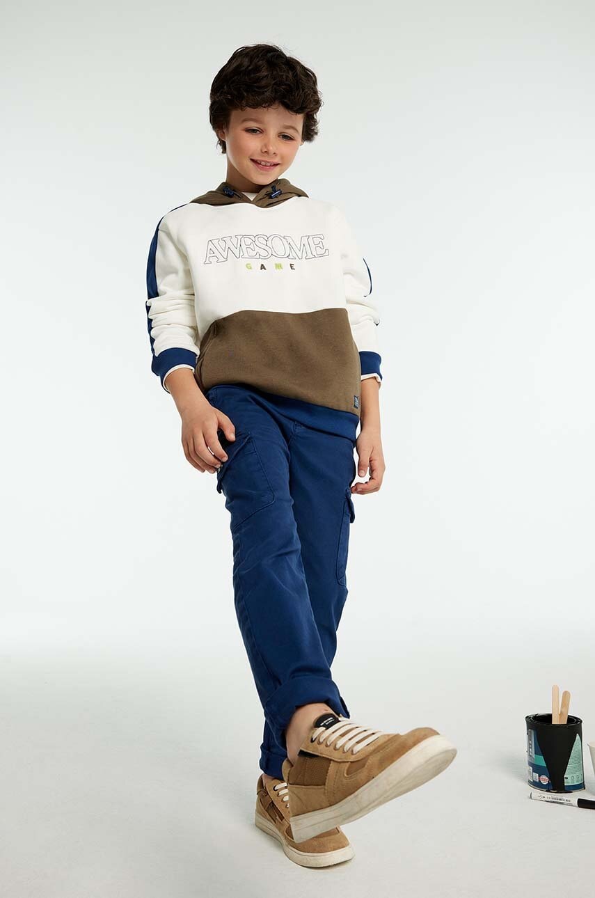 Mayoral pantaloni copii cargo slim culoarea albastru marin, neted, 7533 Mayoral pantaloni copii cargo slim culoarea albastru marin, neted, 7533