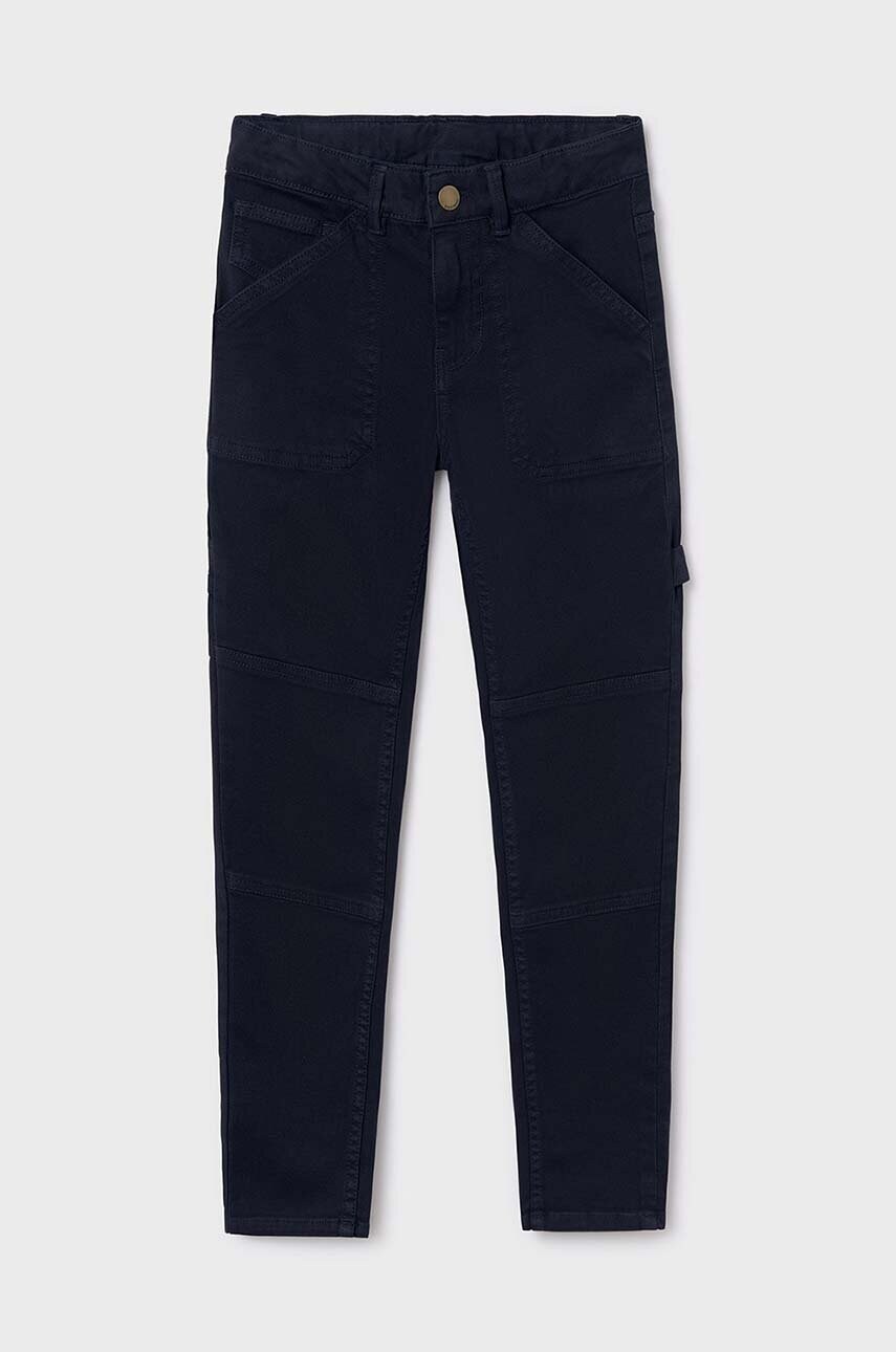 Mayoral pantaloni copii worker culoarea albastru marin, neted, 7535