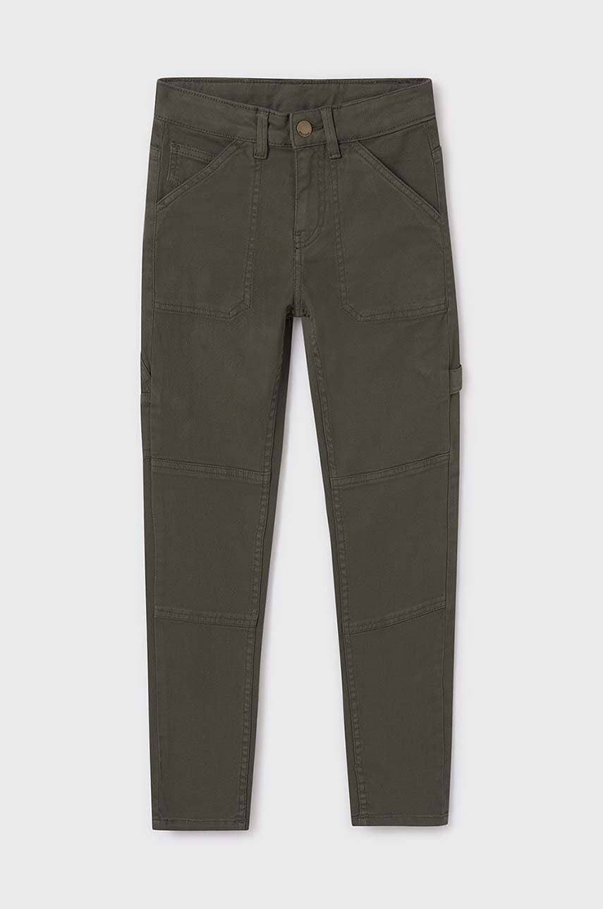 Mayoral pantaloni copii worker culoarea verde, neted, 7535