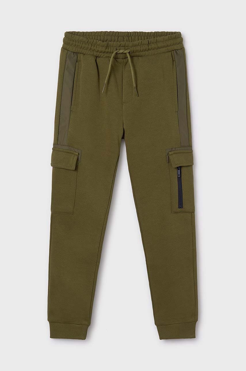 Mayoral pantaloni de trening pentru copii culoarea verde, neted, 7536 Mayoral pantaloni de trening pentru copii culoarea verde, neted, 7536
