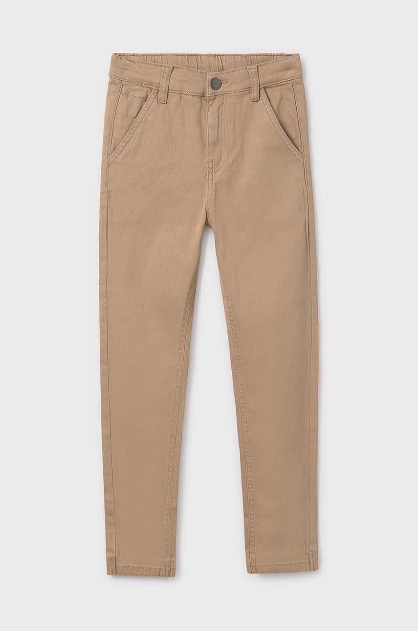 Mayoral pantaloni copii joggery culoarea bej, neted, 7540