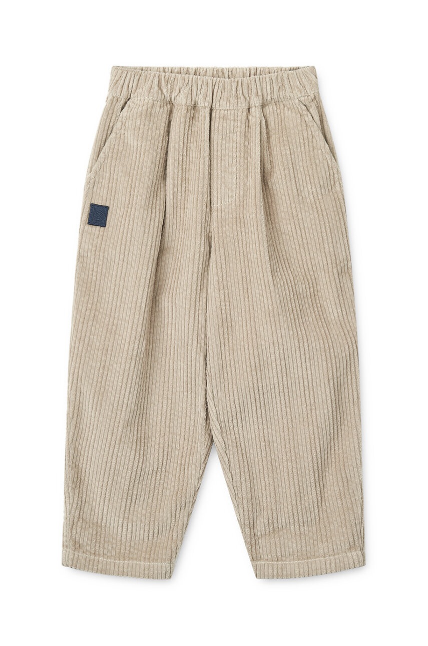 Дитячі бавовняні штани Liewood Borris Corduroy Pants колір бежевий однотонні LW19153