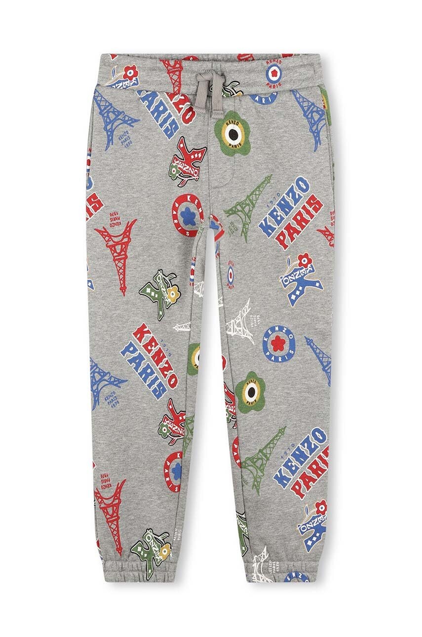 Дитячі бавовняні штани Kenzo Kids колір сірий візерунок K60798