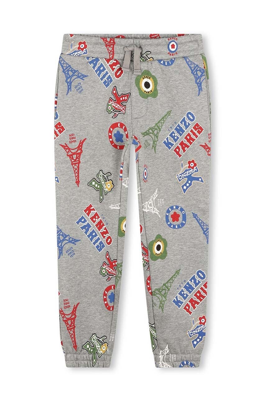 Дитячі бавовняні штани Kenzo Kids колір сірий візерунок K60798 Дитячі бавовняні штани Kenzo Kids колір сірий візерунок K60798