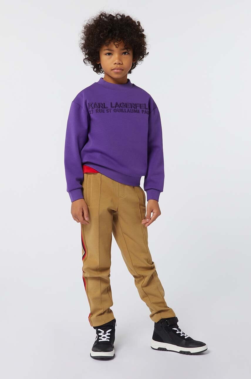 Karl Lagerfeld pantaloni copii culoarea maro, neted, Z30260