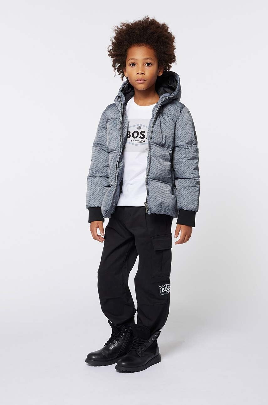 BOSS pantaloni copii culoarea negru, cu imprimeu, J51141
