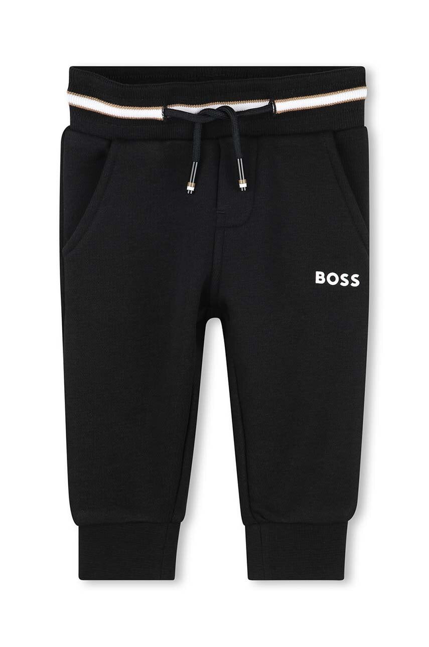 BOSS pantaloni de trening pentru bebeluși culoarea negru, neted, J51272