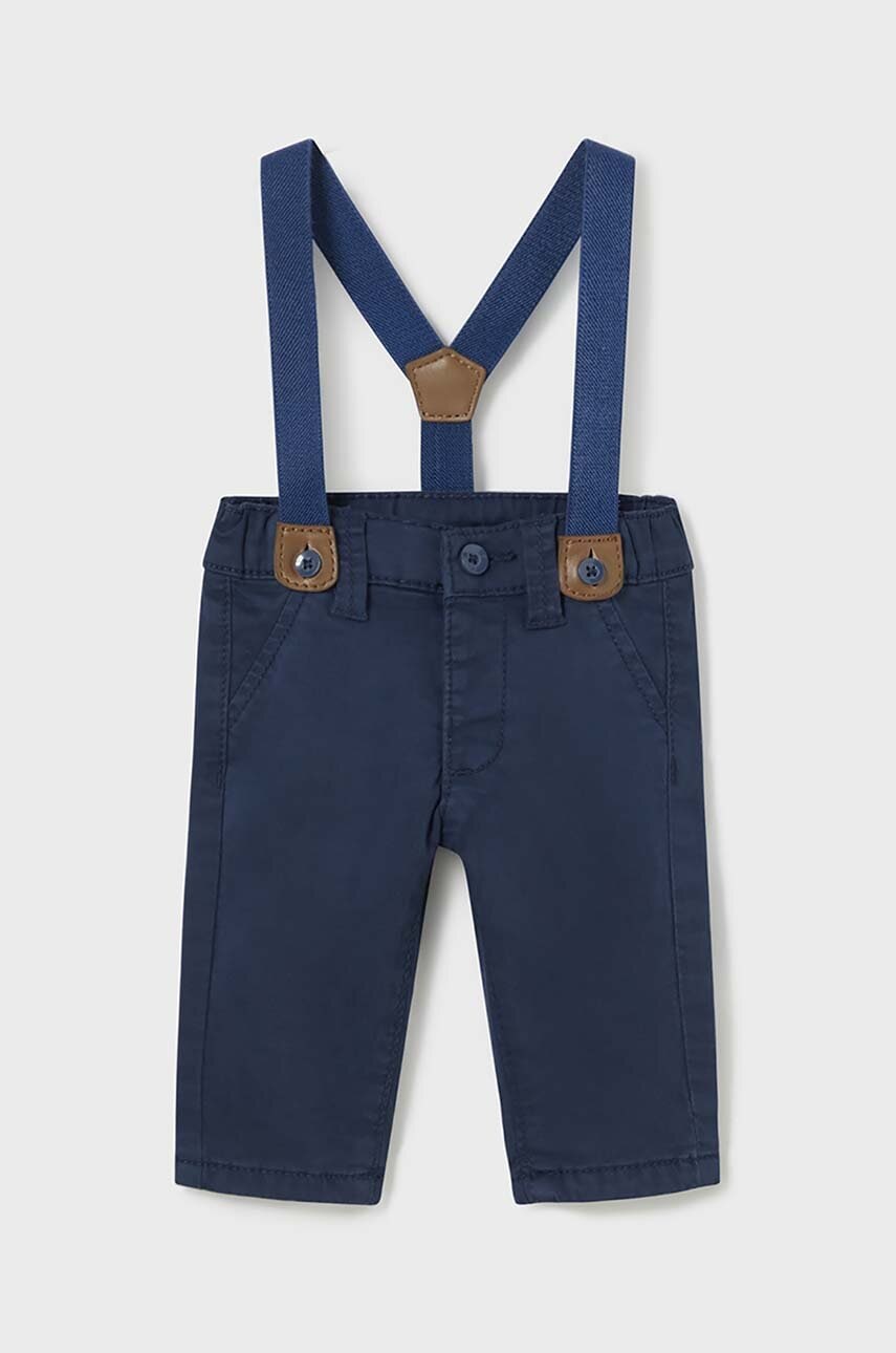 Mayoral Newborn pantaloni bebe culoarea albastru marin, neted, 2521