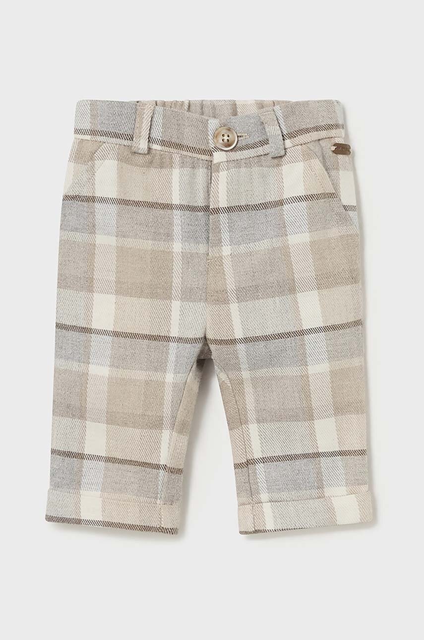 Mayoral Newborn pantaloni din bumbac pentru bebeluși culoarea bej, modelator, 2522