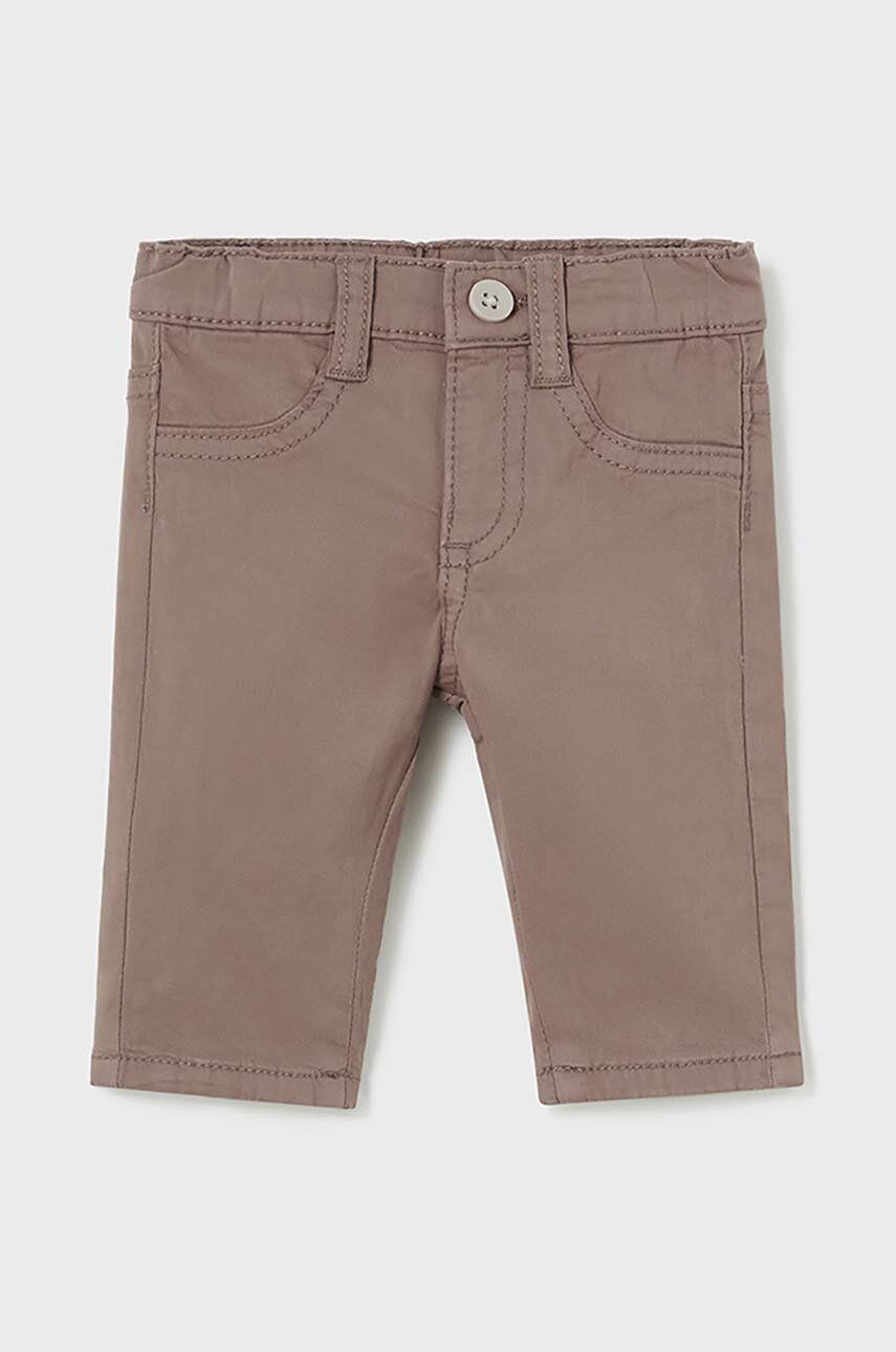 Mayoral Newborn pantaloni bebe culoarea maro, neted, 2524