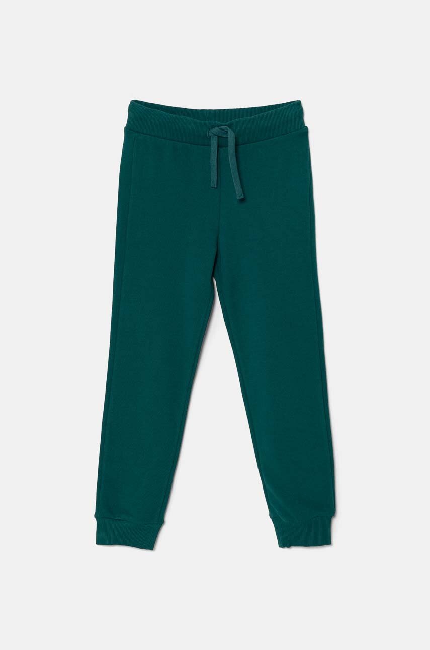 

Детски памучен спортен панталон United Colors of Benetton в зелено с изчистен дизайн 3J68CF01P, Зелен