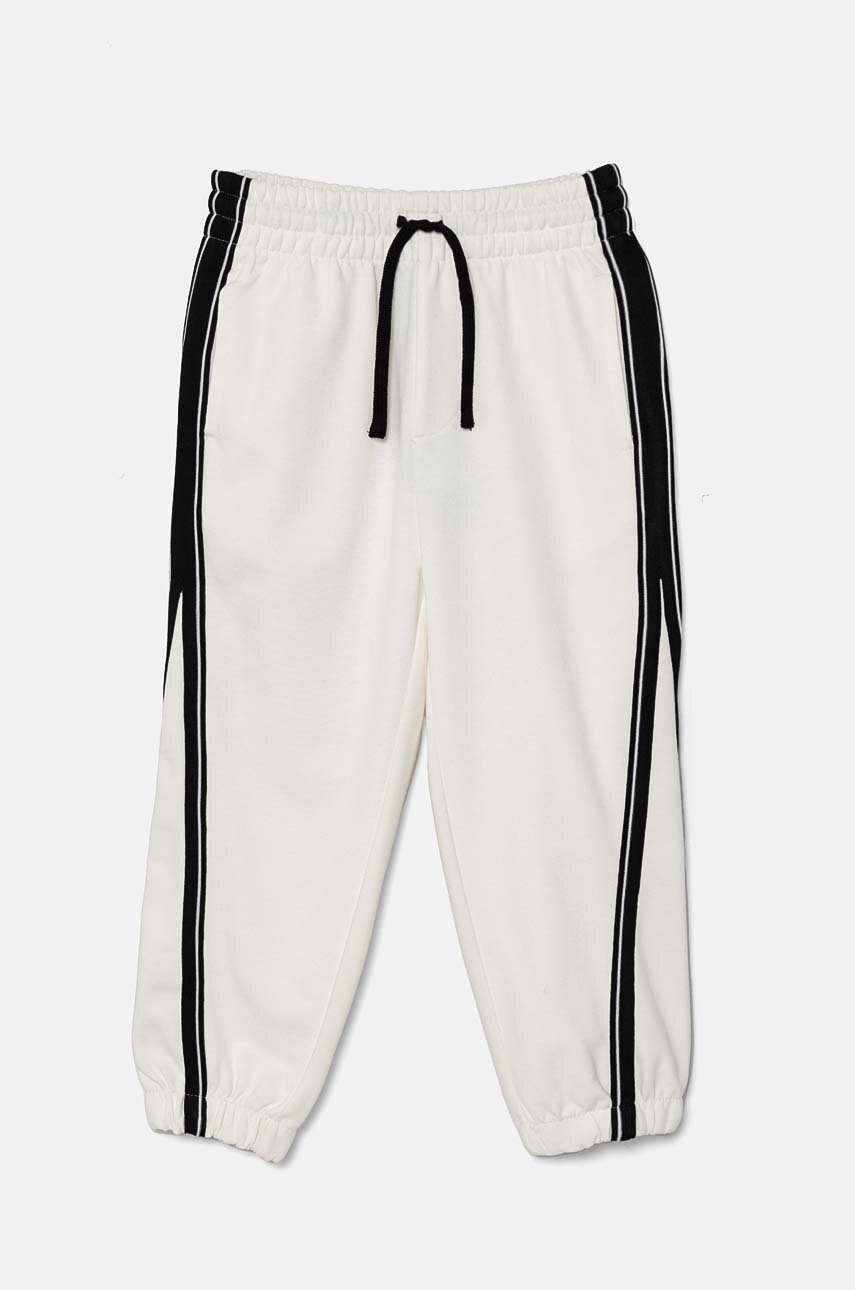 United Colors of Benetton pantaloni de trening pentru copii culoarea alb, cu imprimeu, 330SCF059