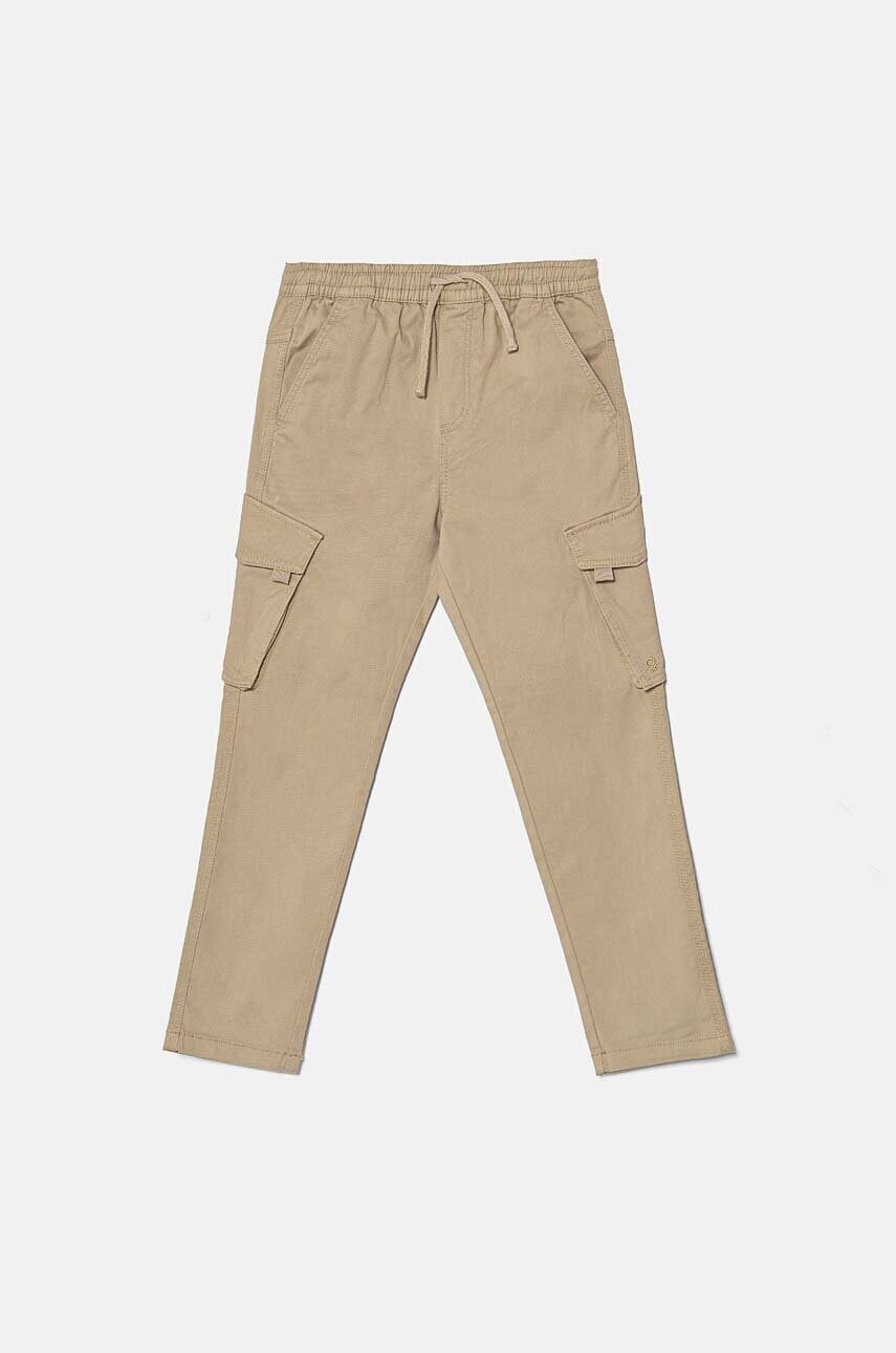 United Colors of Benetton pantaloni copii culoarea bej, neted, 4HM6YF00M