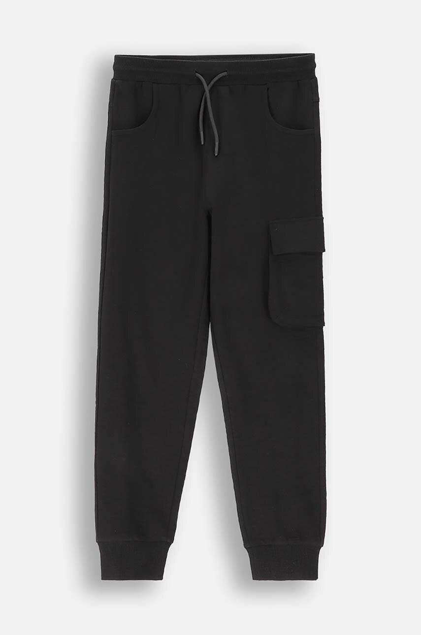 Coccodrillo pantaloni de trening din bumbac pentru copii culoarea negru, neted, EVERYDAY BOY