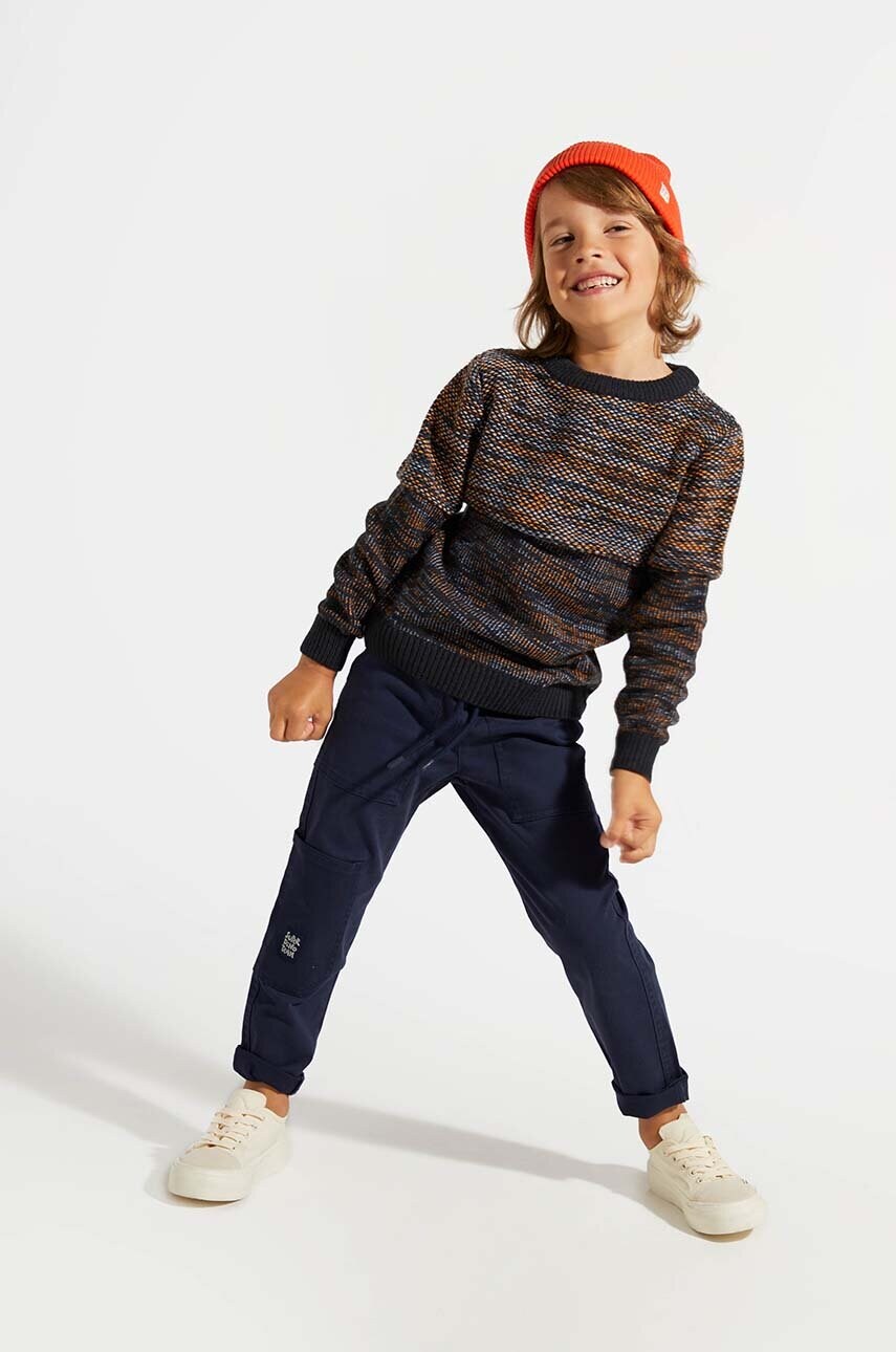Coccodrillo pantaloni de bumbac pentru copii culoarea albastru marin, neted, DIGITAL BOY KIDS Coccodrillo pantaloni de bumbac pentru copii culoarea albastru marin, neted, DIGITAL BOY KIDS