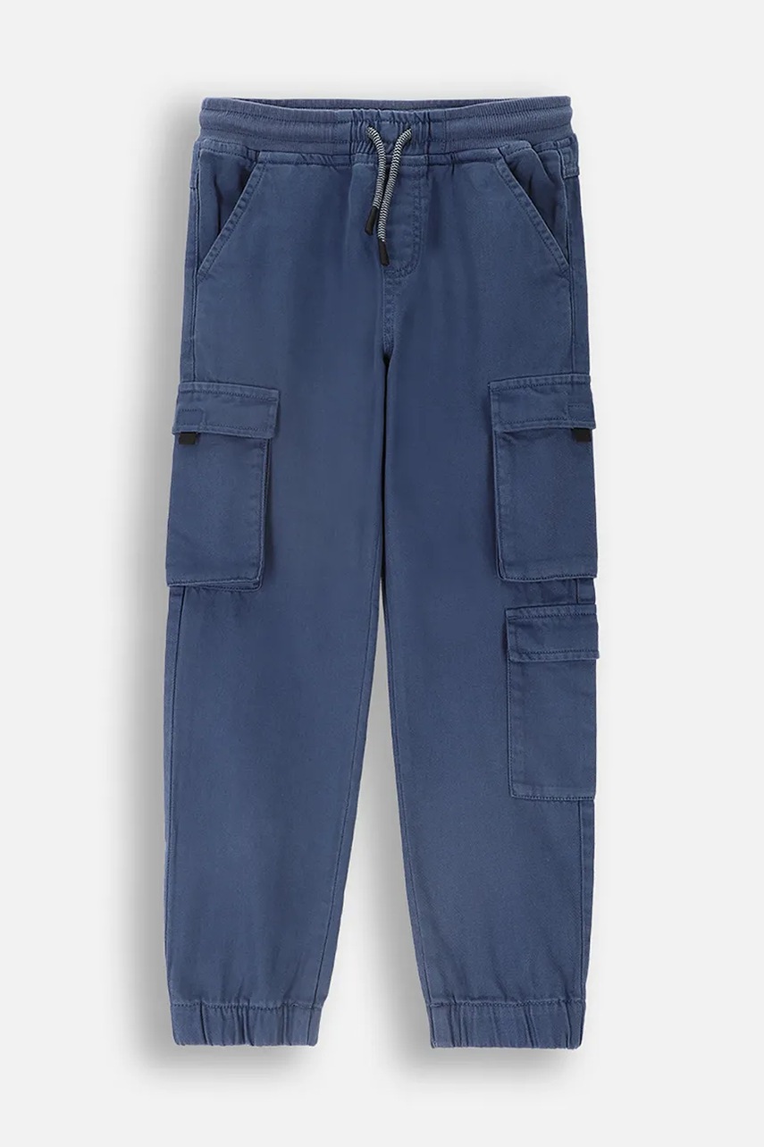 Дитячі бавовняні штани Coccodrillo колір синій однотонні WORLD OF PIXEL BOY JUNIOR