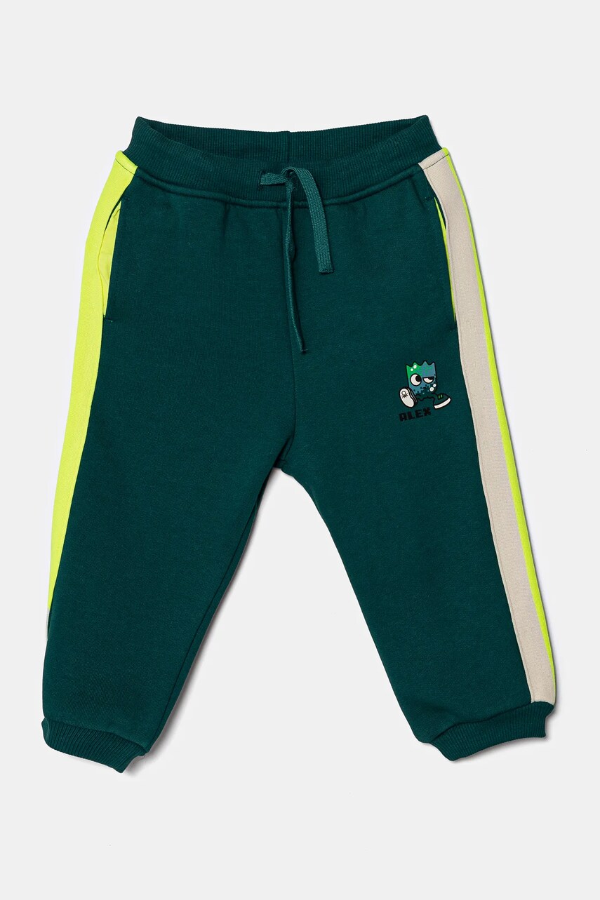 United Colors of Benetton pantaloni de trening pentru copii culoarea verde, modelator, 3J73GF04G