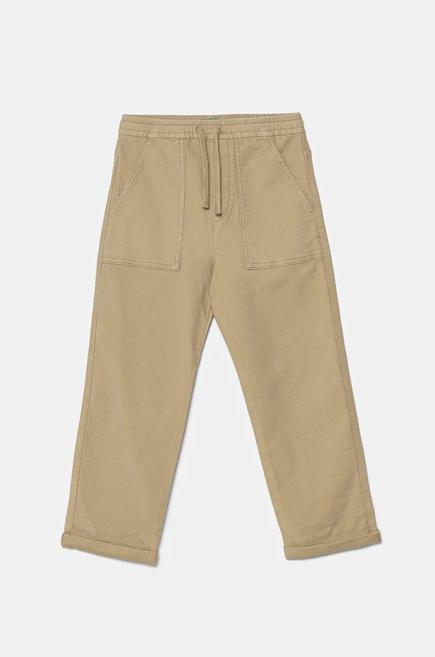 United Colors of Benetton pantaloni copii culoarea bej, neted, 47K0CF03T