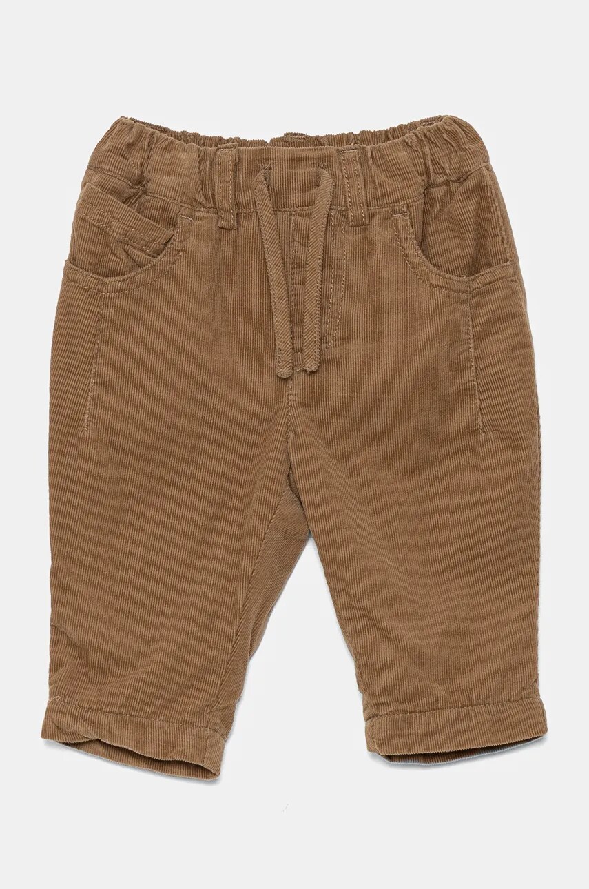 United Colors of Benetton pantaloni din bumbac pentru bebeluși culoarea maro, neted, 4O5GAF01B United Colors of Benetton pantaloni din bumbac pentru bebeluși culoarea maro, neted, 4O5GAF01B