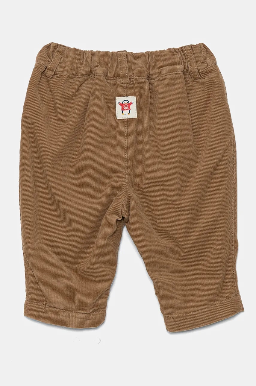 Дитячі бавовняні штанці United Colors of Benetton колір коричневий однотонні 4O5GAF01B Дитячі бавовняні штанці United Colors of Benetton колір коричневий однотонні 4O5GAF01B