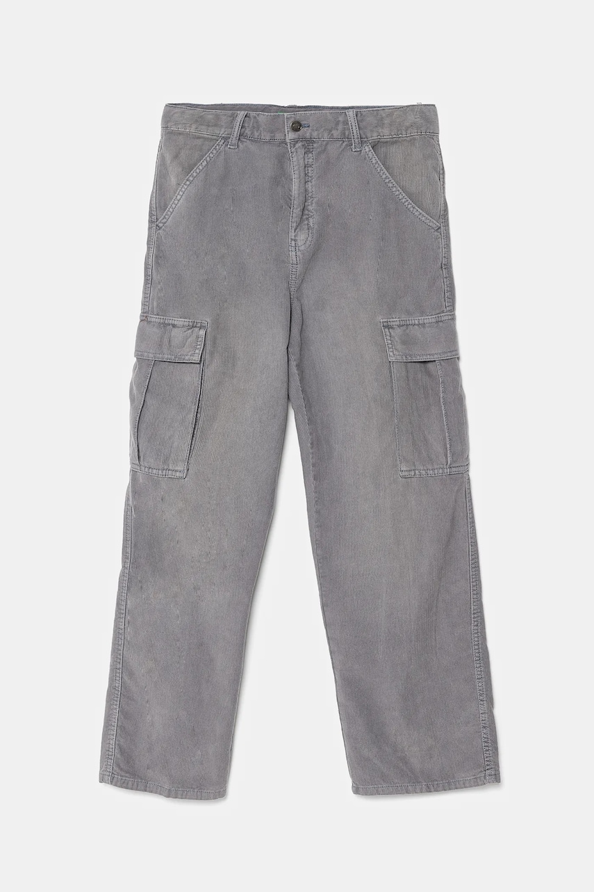 United Colors of Benetton pantaloni de bumbac pentru copii culoarea gri, neted, 480WCF03W