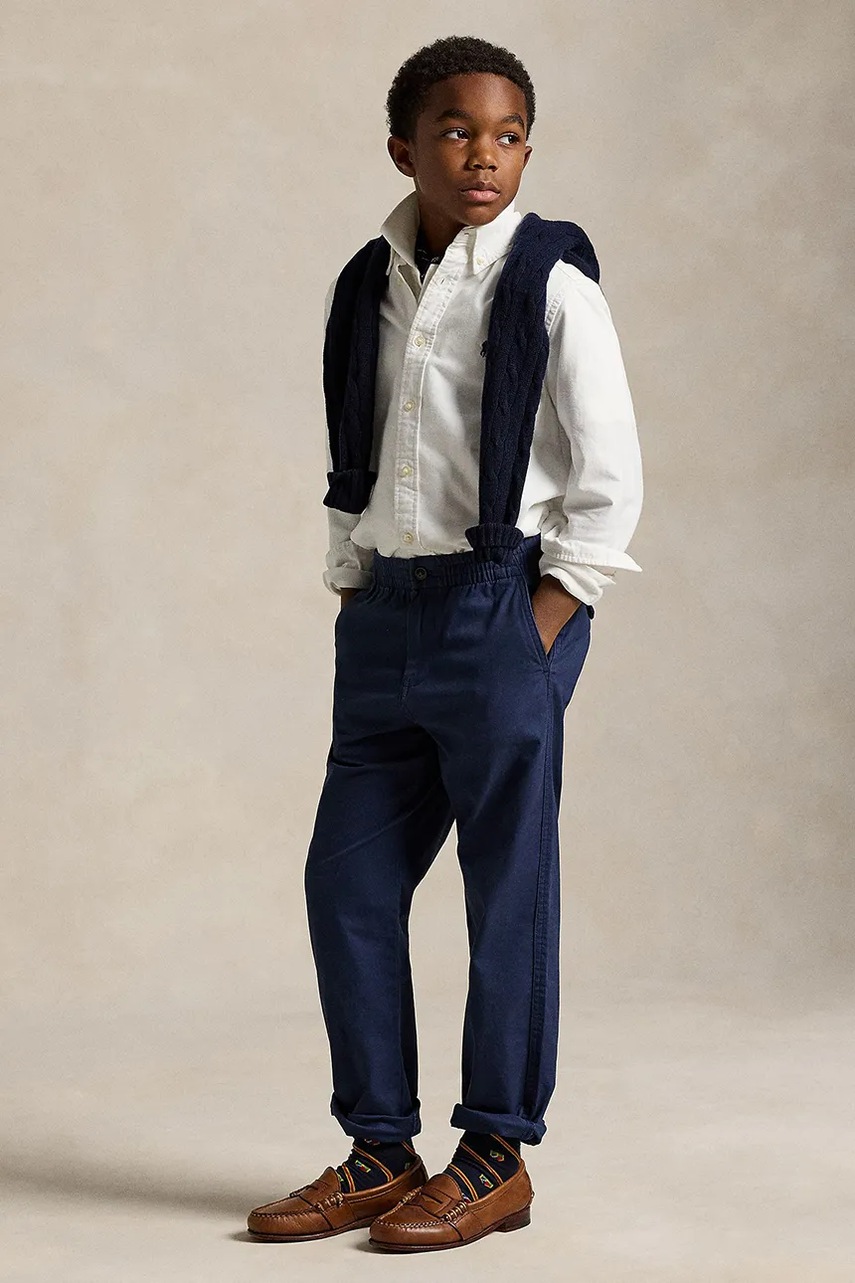 Levně Dětské kalhoty Polo Ralph Lauren tmavomodrá barva, hladké, 323855803002